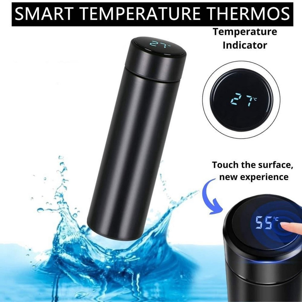Smart LED Temperature Display Water Bottle – 500ML Stainless Steel Vacuum Thermos (Hot & Cold)